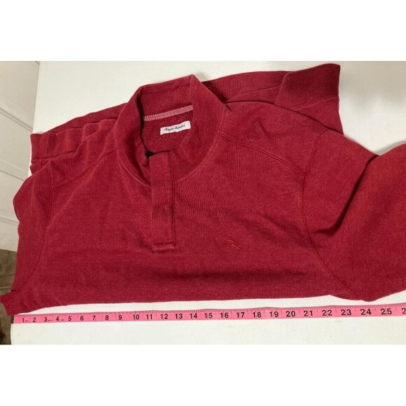 Tommy Bahama Sweater Men's XXL/TTG Long Sleeve 1/4 Zip Warm Pullover Dark Red - Picture 9 of 11